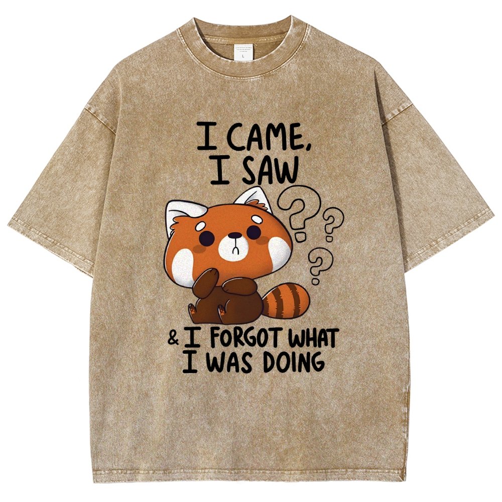 I Came I Saw I Forgot What I Was Doing Forgetful Red Panda Vintage Distressed T-shirt