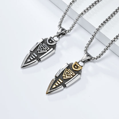 Odin's Spear Stainless Steel Necklace: Badge of the Brave's Journey