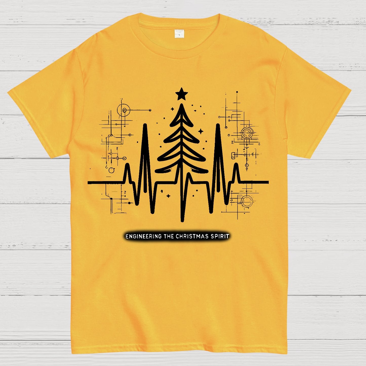 Engineer Heartbeat and Christmas Tree Geek T-Shirt