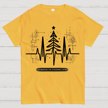 Engineer Heartbeat and Christmas Tree Geek T-Shirt