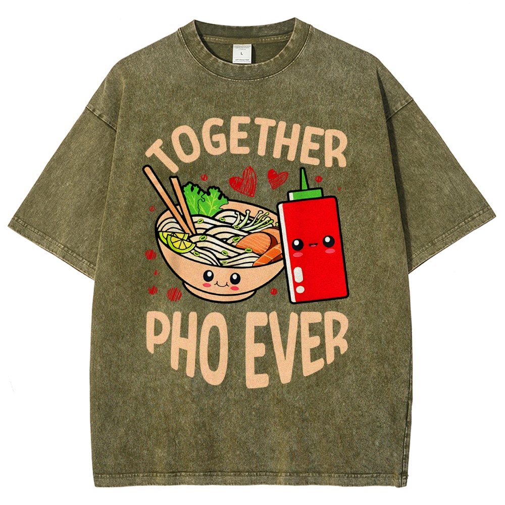 Together Pho Ever Food Pun Vintage Distressed T-shirt