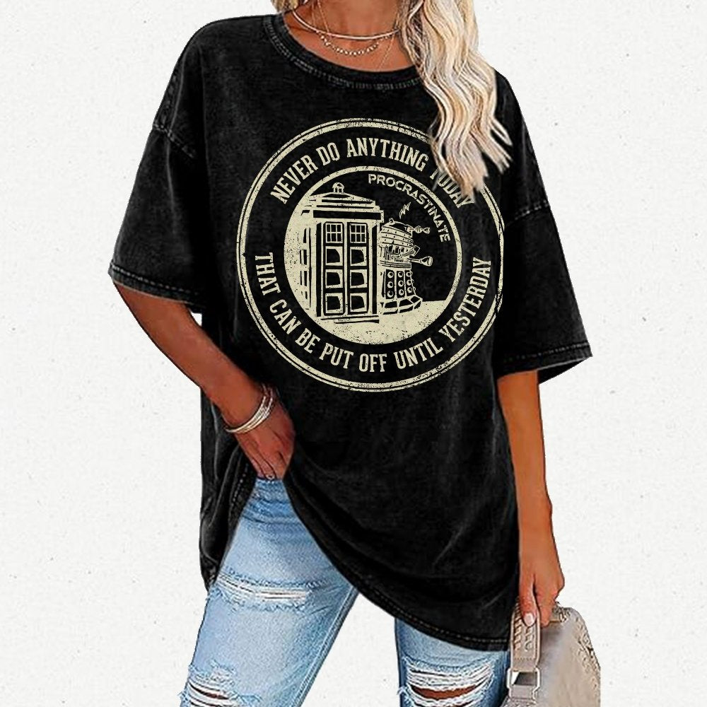 Time Travel Procrastination Vintage Distressed T-shirt