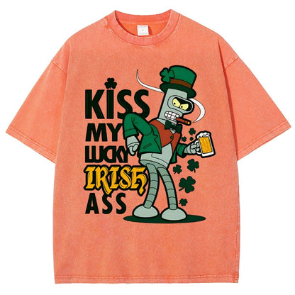 Kiss my Lucky Irish-St. Patrick's Day Vintage Distressed T-shirt