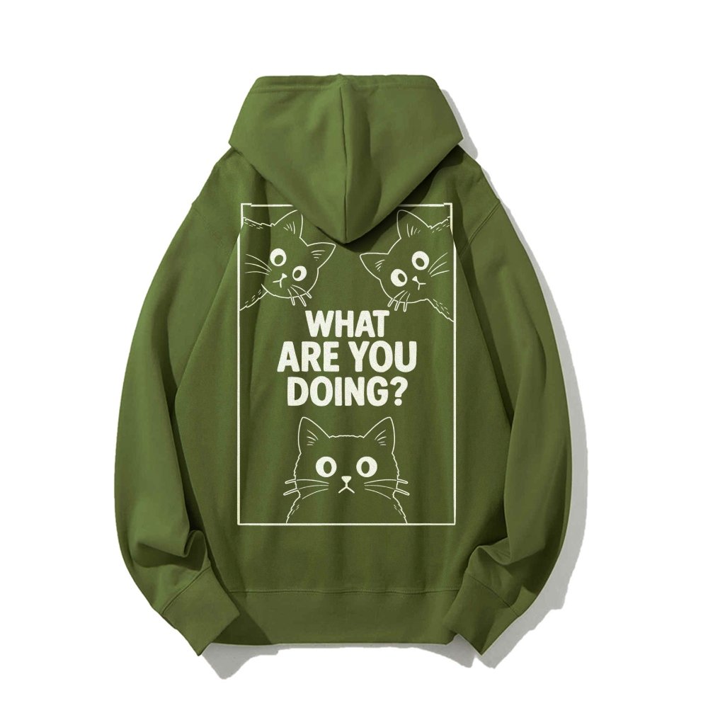 What Are You Doing Printed Back Unisex Cotton Hoodie