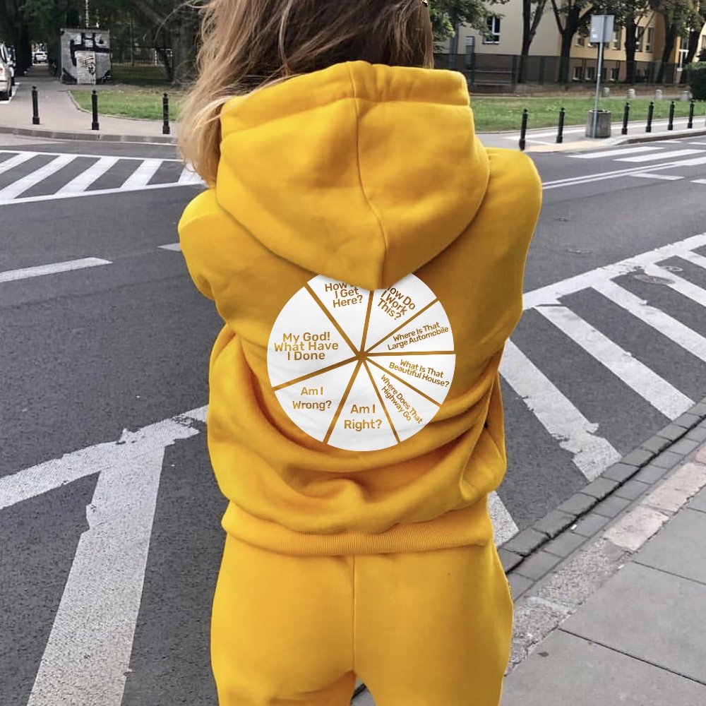 You May Ask Yourself Printed Back Cotton Hoodie