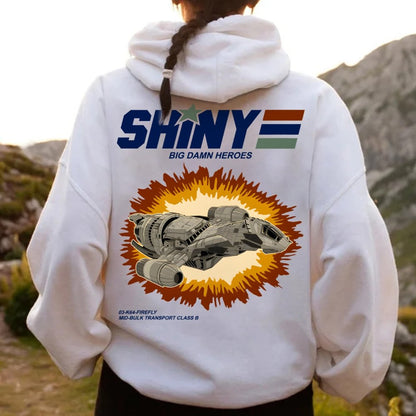 Shiny Heroes Printed Back Cotton Hoodie