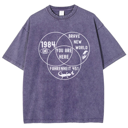 Funny Dystopian Venn Diagram Vintage Distressed T-shirt