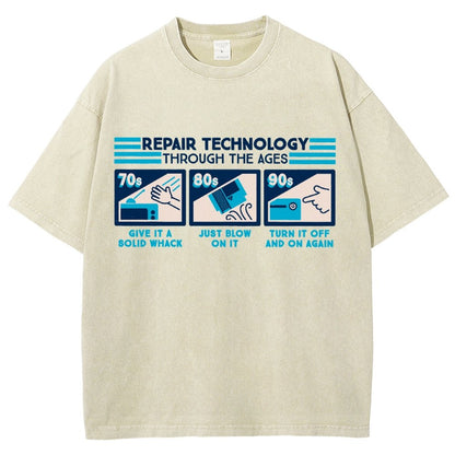 Repair Technology Through the Ages Vintage Distressed T-shirt