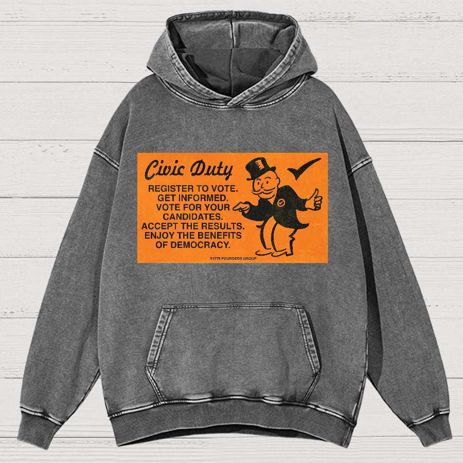 Civic Duty Card.Vintage Distressed Hoodie