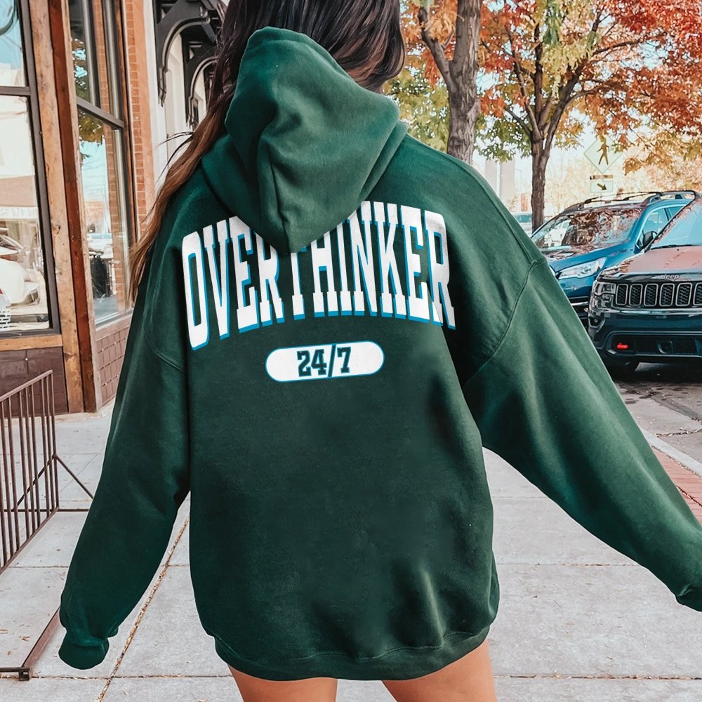 Overthinker All the time Printed Back Cotton Hoodie