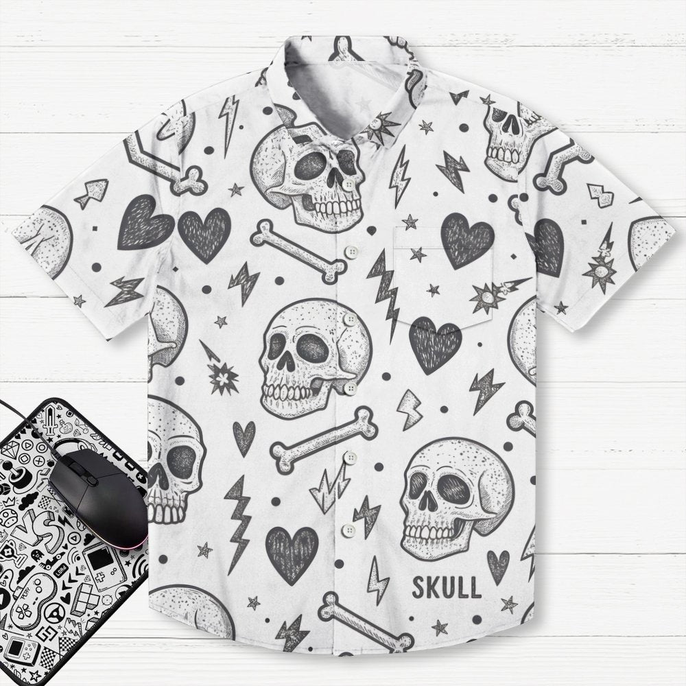 Skull pattern Geek Hawaiian Shirt