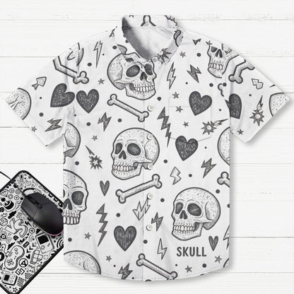 Skull pattern Geek Hawaiian Shirt