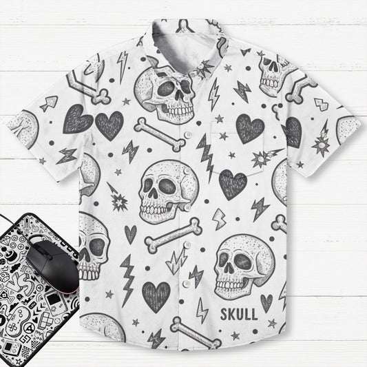 Skull pattern Geek Hawaiian Shirt