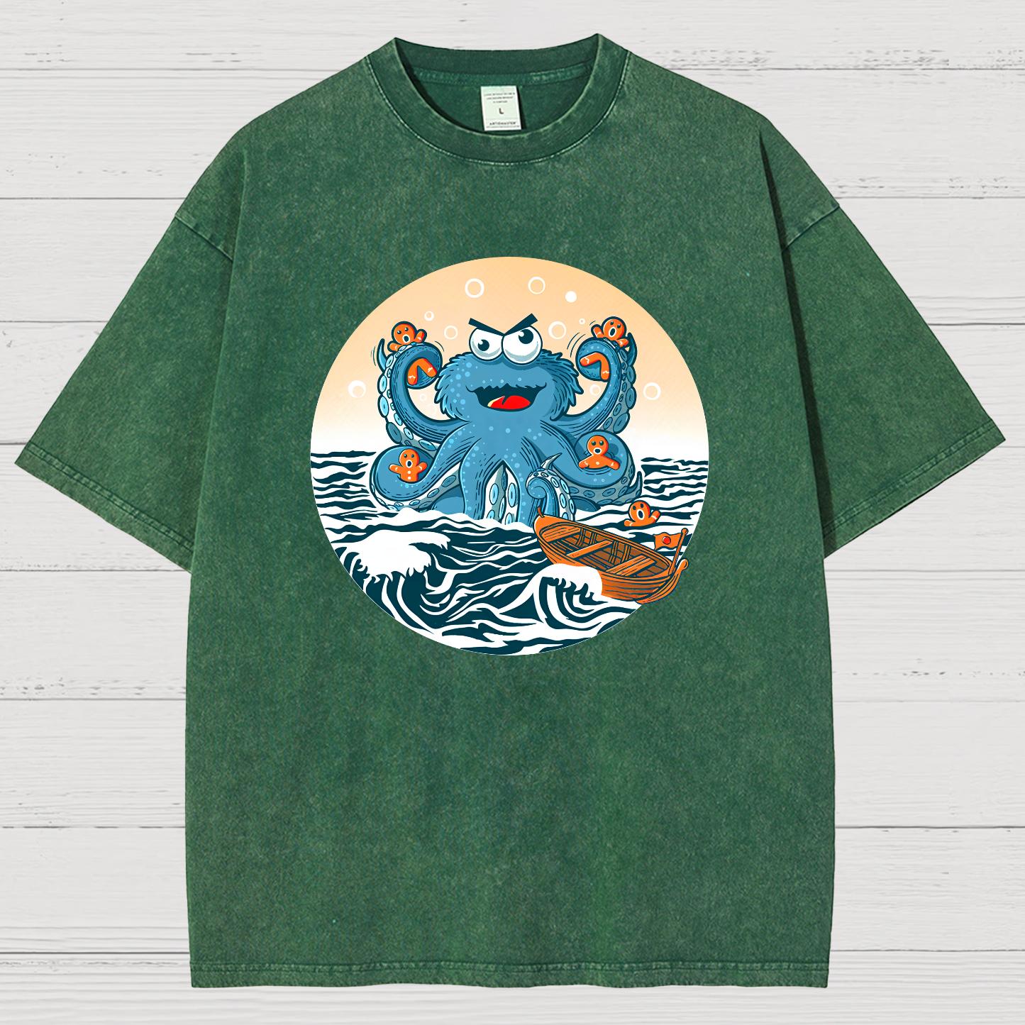 Cookie Kraken Attack Vintage Distressed T-shirt