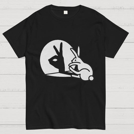 Funny Rabbit Hand Shadow Puppets Bunny Figure Pop Art Geeky T-Shirt