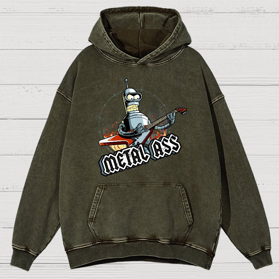 Robot Metal Rock Vintage Distressed Hoodie