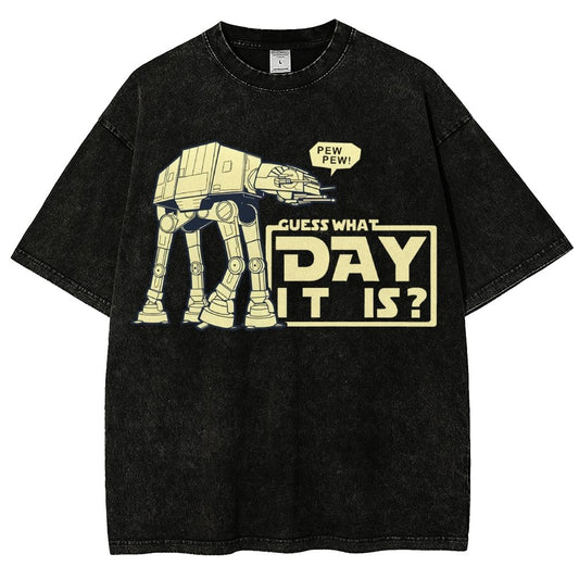 Pew Pew！Guess What Day It Is？ Vintage Distressed T-shirt