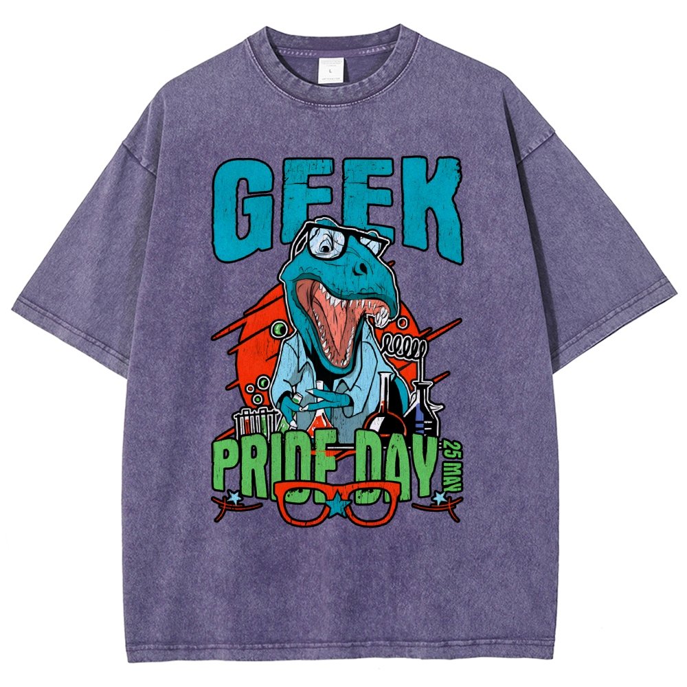 Geek Pride Day Dinosaur Rex Vintage Distressed T-shirt