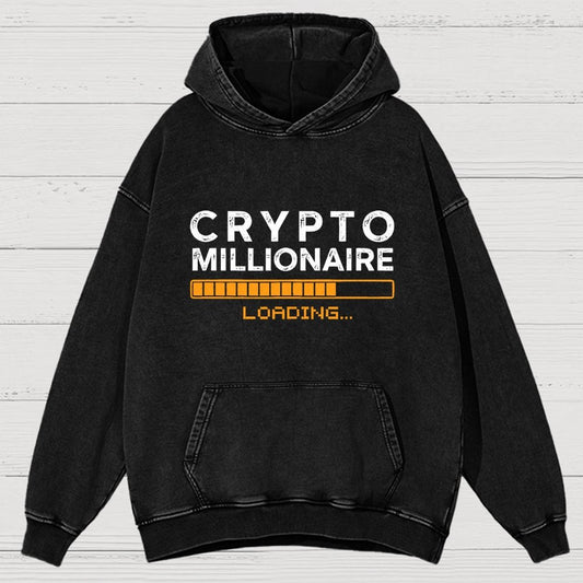 Crypto Millionaire Loading Vintage Distressed Hoodie
