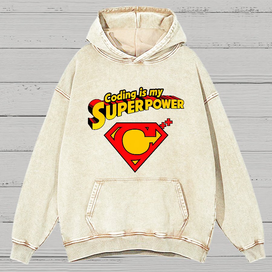 Coding Is My Superpower Vintage Distressed Hoodie