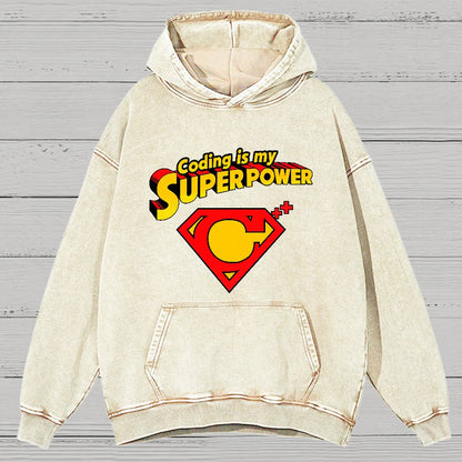 Coding Is My Superpower Vintage Distressed Hoodie