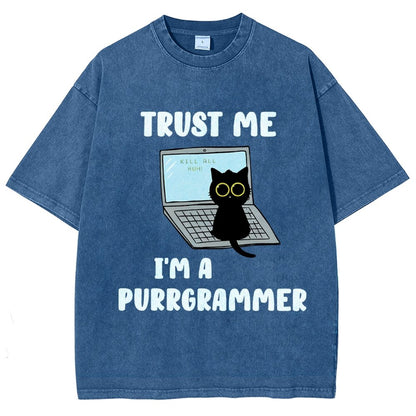 I'm A Purrgrammer Funny Cat Nerdy Vintage Distressed T-shirt