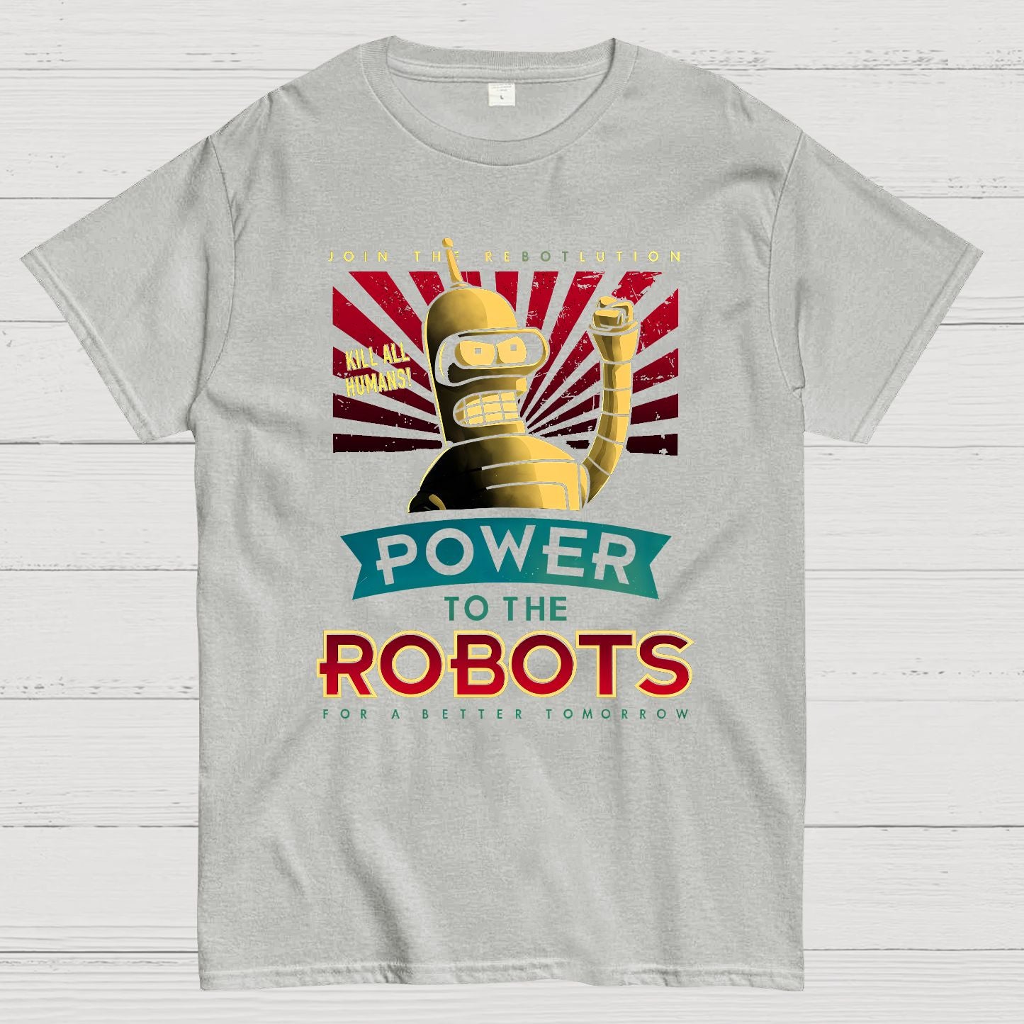 Power To The Robots Geek T-Shirt