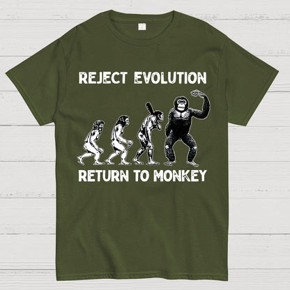 Reject Evolution  Return To Monkey Funny Geek T-Shirt