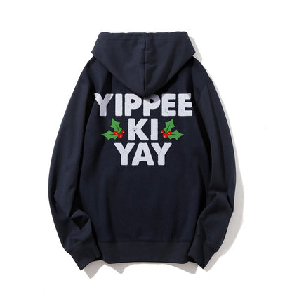 Yippee-Ki-Yay Printed Back Unisex Cotton Hoodie