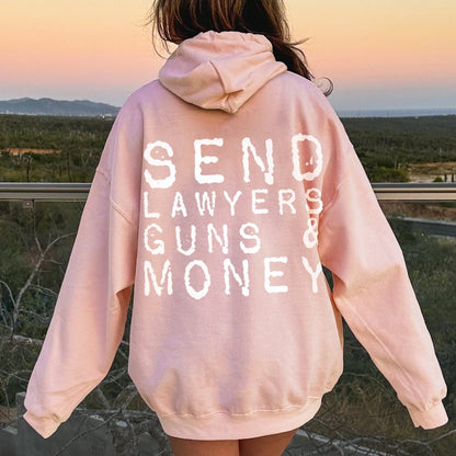 Send Lawyers Guns And Money Printed Back Unisex Cotton Hoodie