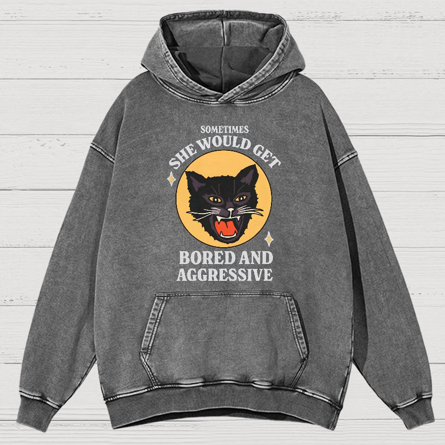 Angry Cat Funny Vintage Distressed Hoodie