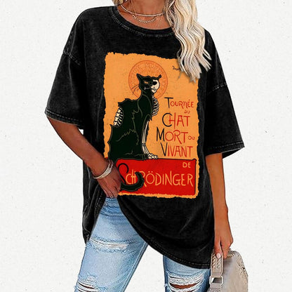 Le chat noir de Schrödinger Vintage Distressed T-shirt