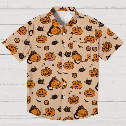 Pumpkin Black Cat Halloween Geeky Shirt