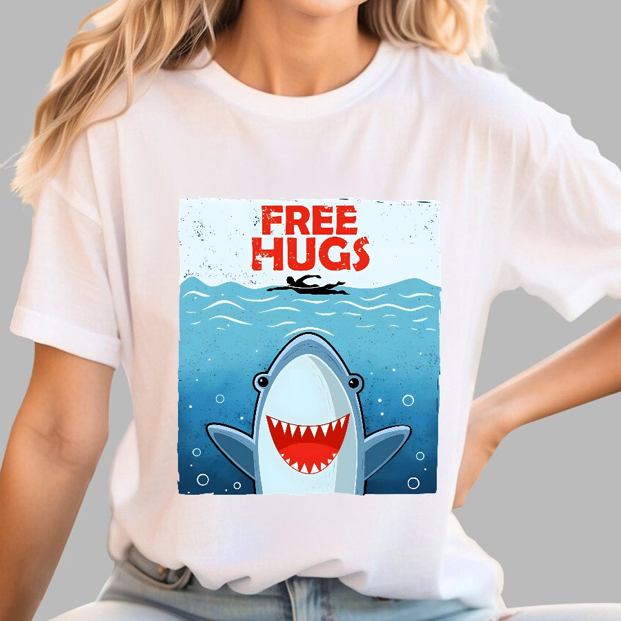 Free Shark Hugs Geek T-Shirt