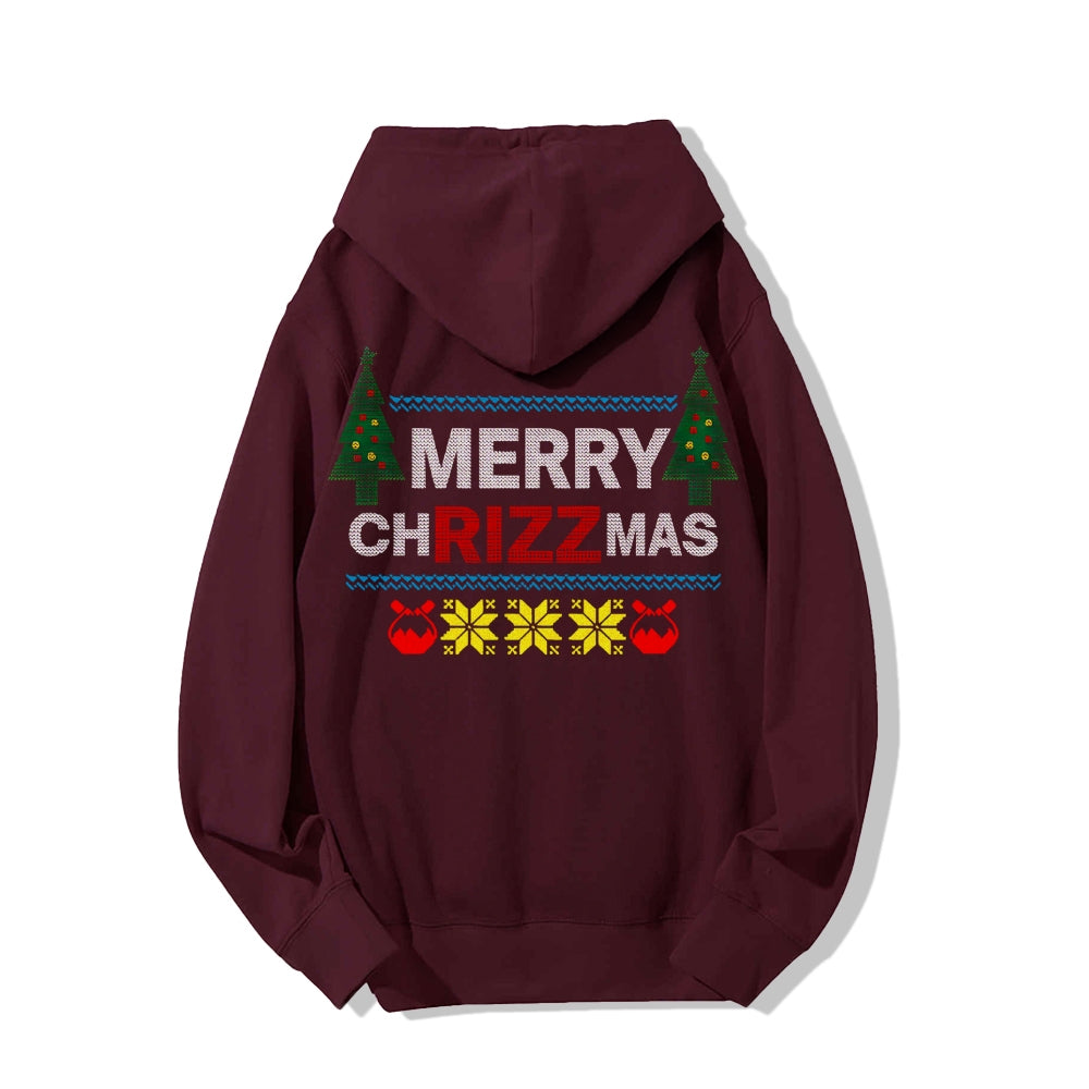 MERRY CHRIZZMAS Printed Back Unisex Cotton Hoodie