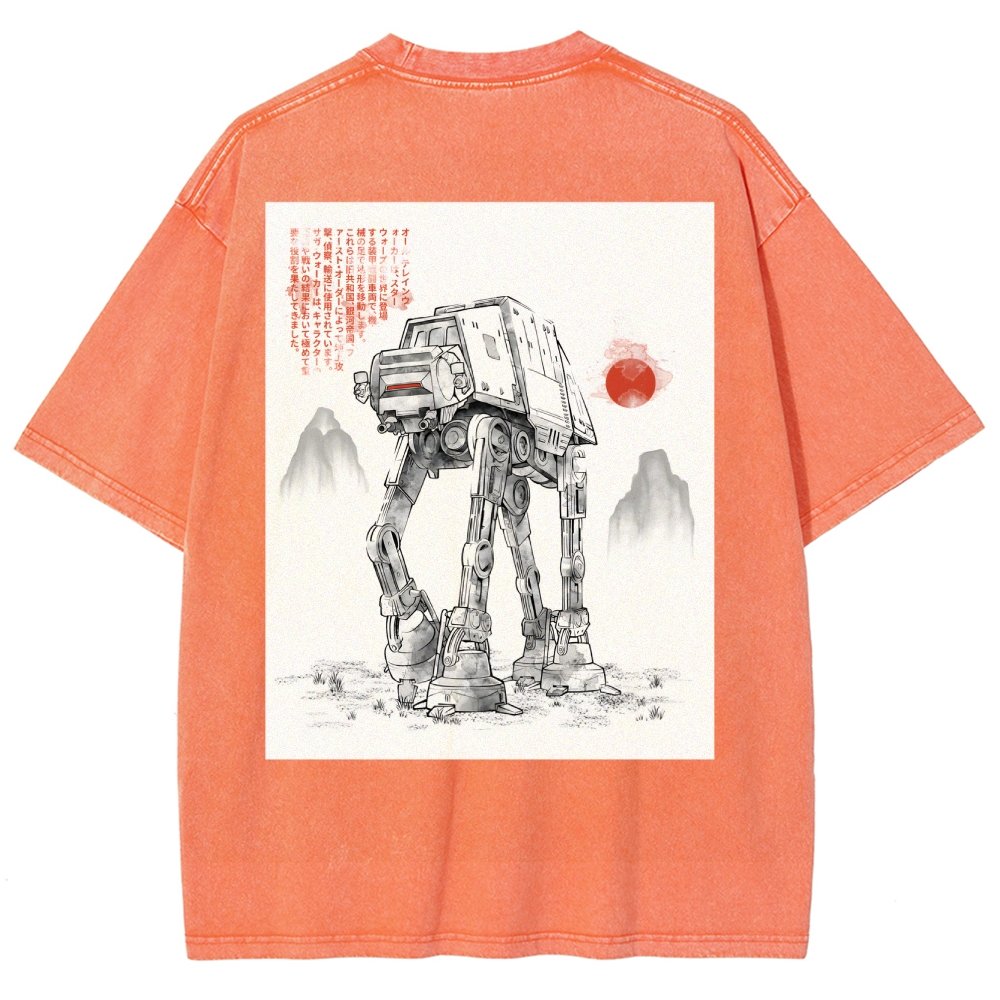 Astrobot Invention Armored Walker Back Print Washed T-Shirt