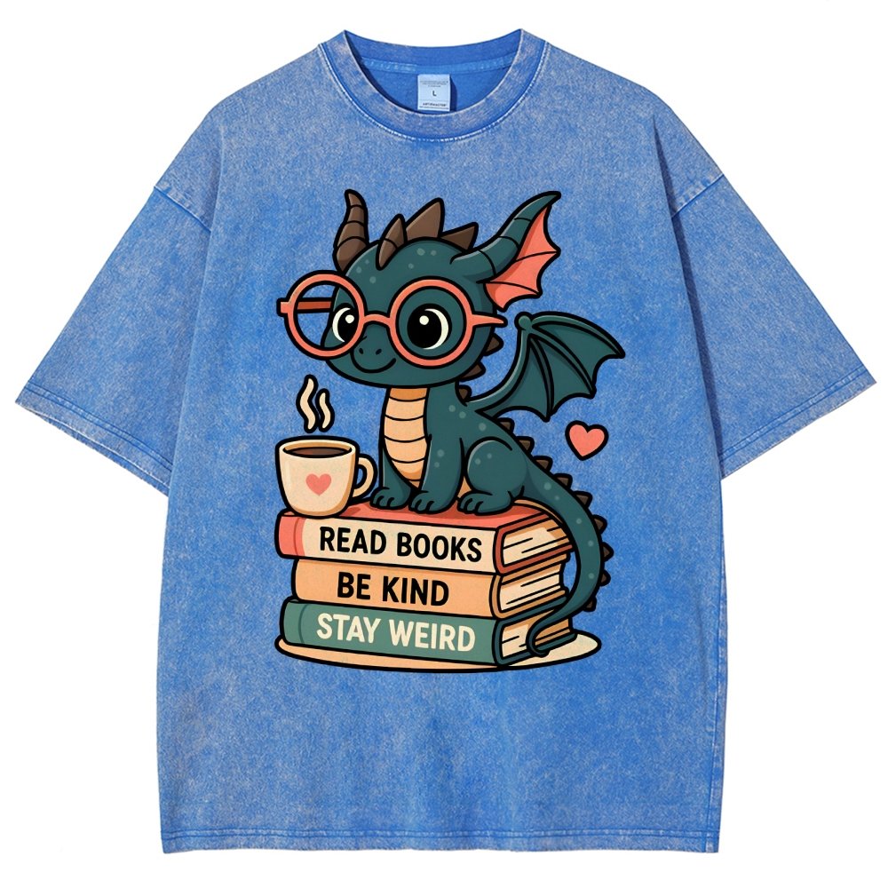 Dragons and Books - Kind and Weird Vintage Distressed T-shirt