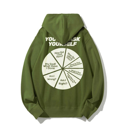 You May Ask Yourself Printed Back Cotton Hoodie