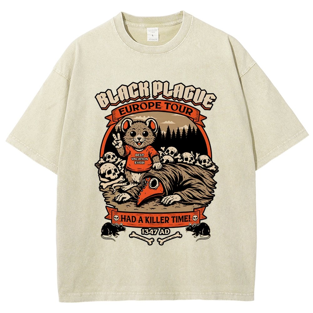 Black Plague Vacation Rat Vintage Distressed T-shirt