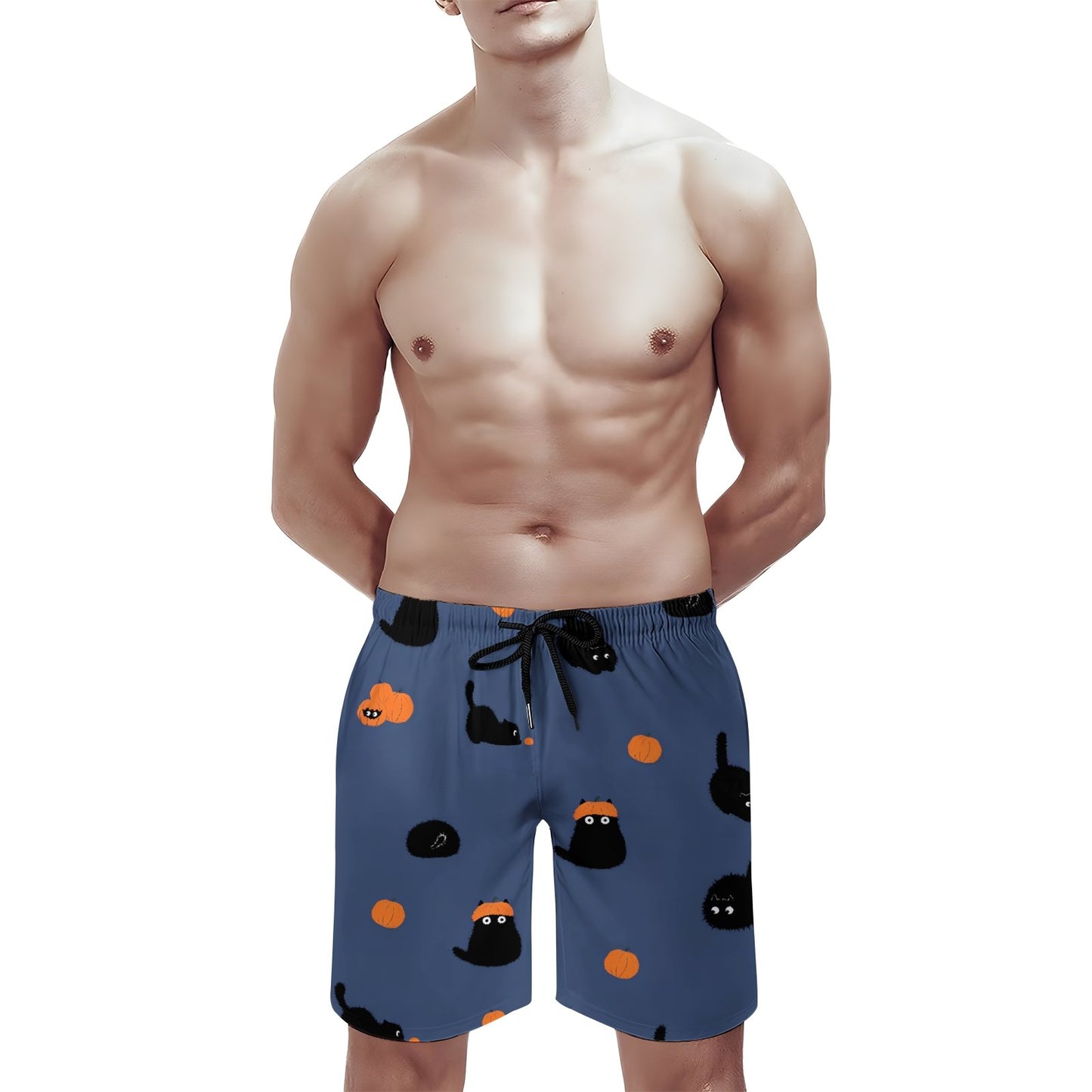 Halloween Pumpkin Black Cat Geek Shorts