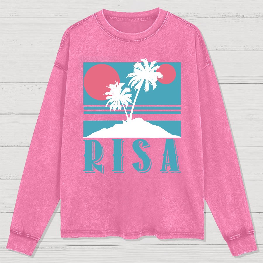 Planet Oasis Vacation Washed Long Sleeve Tee