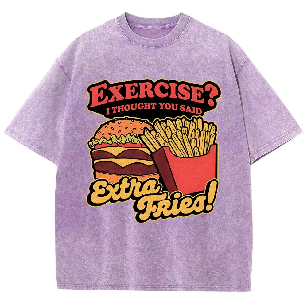 Burger Fries Exercise Vintage Distressed T-shirt