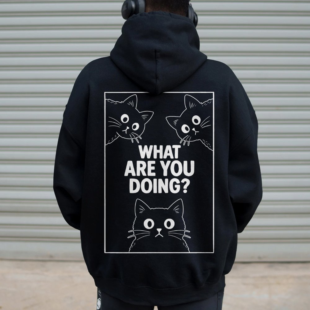What Are You Doing Printed Back Unisex Cotton Hoodie