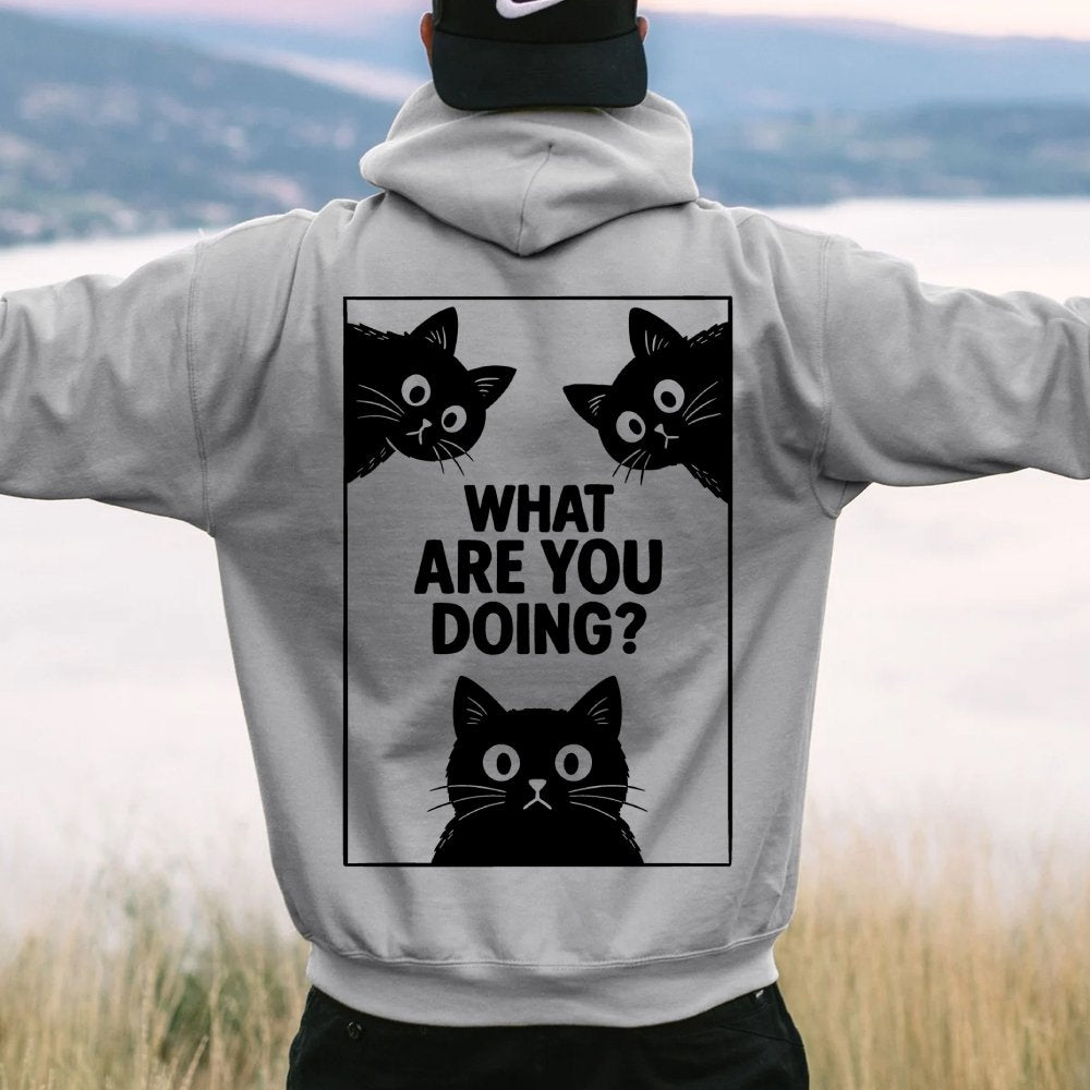 What Are You Doing Printed Back Unisex Cotton Hoodie