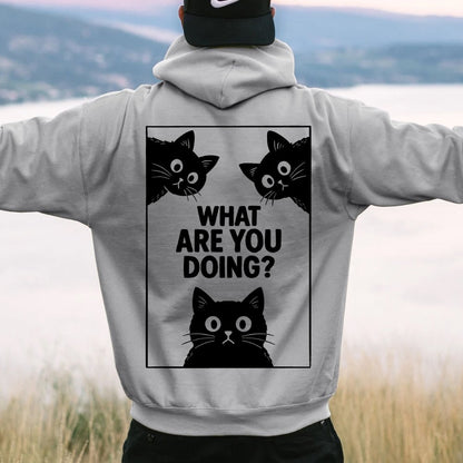 What Are You Doing Printed Back Unisex Cotton Hoodie