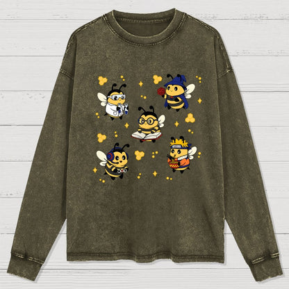 Nerdy Bees Squad Washed Long Sleeve Tee