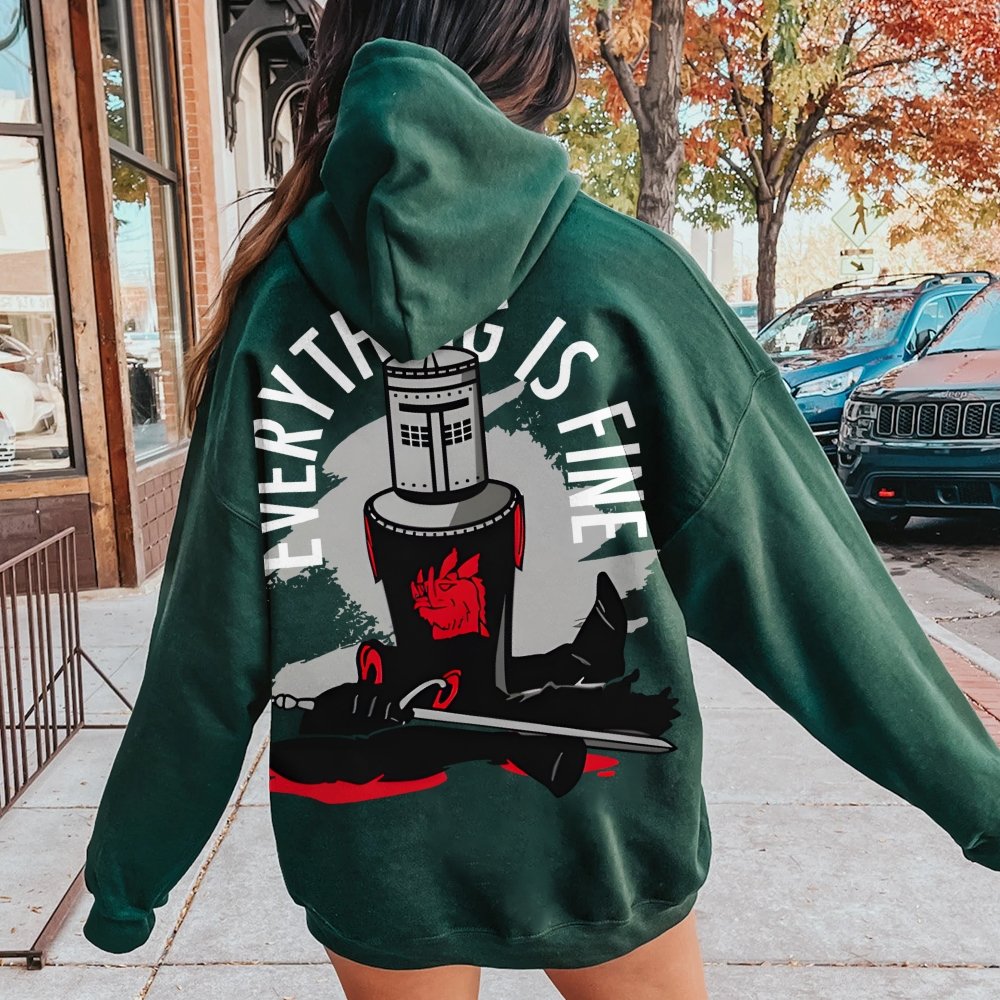Everything Is Fine Printed Back Cotton Hoodie