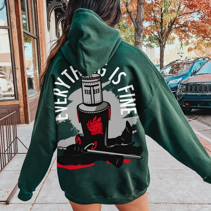 Everything Is Fine Printed Back Cotton Hoodie