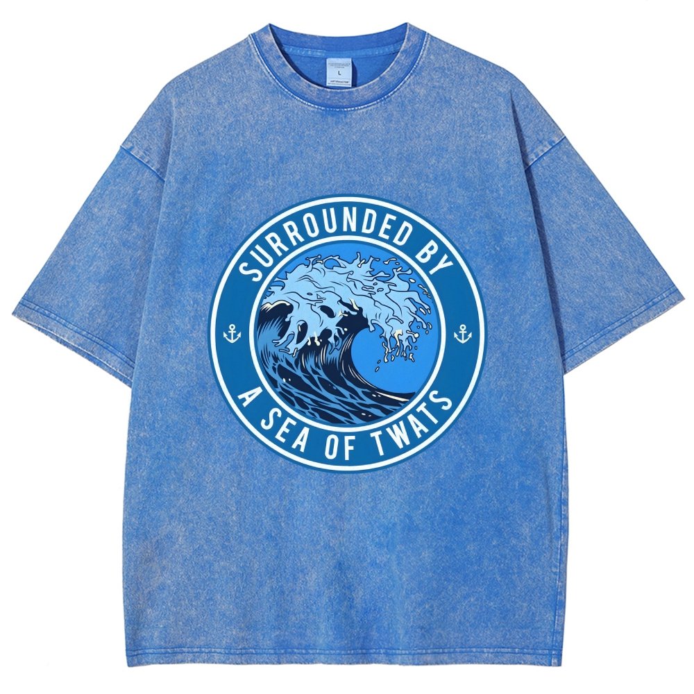 Surrounded By A Sea Of Twats Vintage Distressed T-shirt