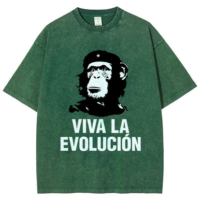 Marxist Evolution Funny Chimpanzee Monkey Rebellious Figure Parody Slogan Vintage Distressed T-shirt